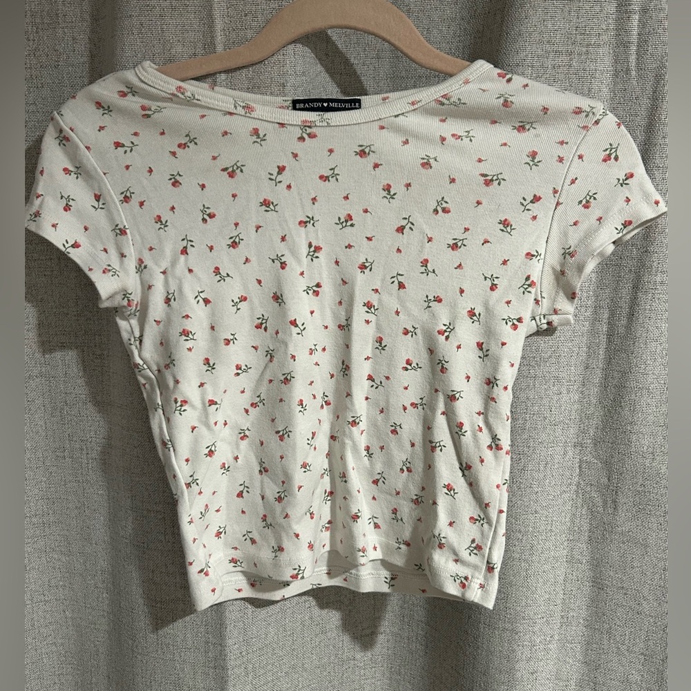 Brandy Melville Cream Floral Top